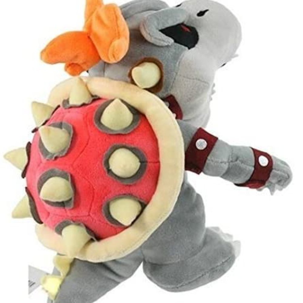 Mario Gray Bowser King Dry Bone Plush Doll Stuffed Animal 11" - Picture 2 of 3